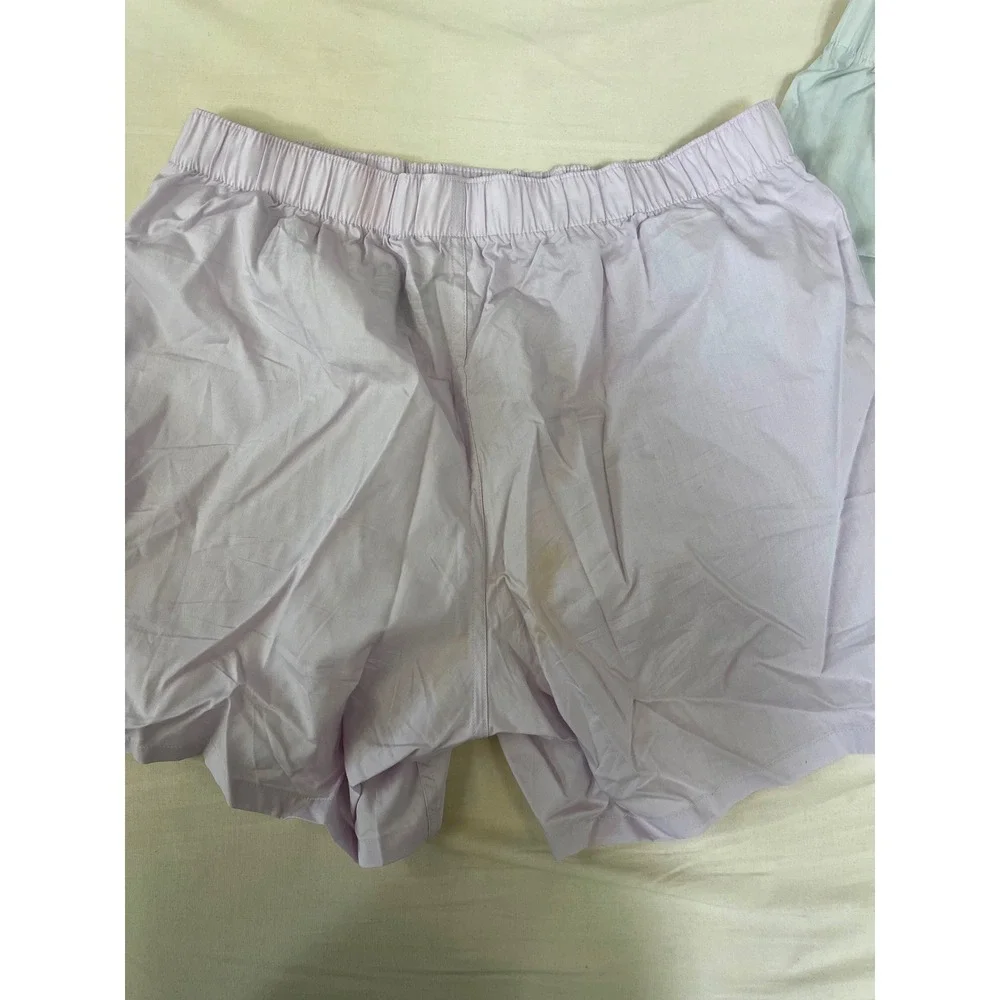 Amazon Essentials Mens White Purple Diamond Print Cotton Lounge Sleep Shorts M